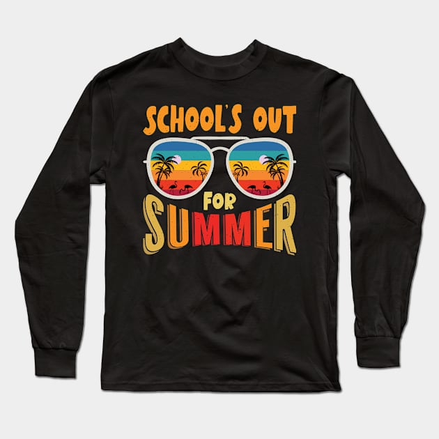 Vintage Style Sunset Summer Dress School's Out For Summer Long Sleeve T-Shirt by Sowrav